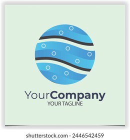 Vector circular blue water logo design template