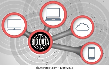 Vector circular boxes and big data icons