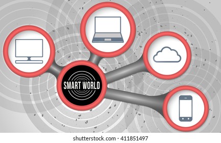 Vector circular boxes and smart world icons