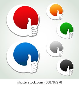 Vector circular bubbles with pointer of hand - best choice symbol, gesture hand
