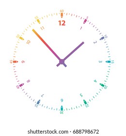 Vector of Circular clock with gradient numbers