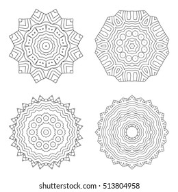 Vector circular design templates . Round decorative patterns. Set of creative  Mandala  isolated on white.