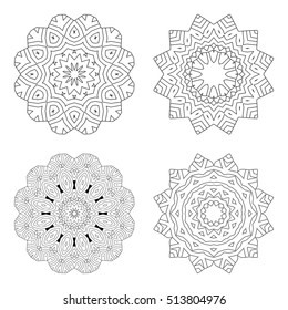 Vector circular design templates . Round decorative patterns. Set of creative  Mandala  isolated on white.