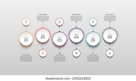 Vector circular diagram infographic business elements with 6 steps