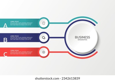 Vector circular diagram infographic business elements with 3 steps