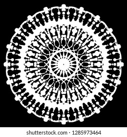 
Vector circular elegant patterned element on a black background.
