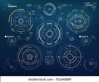 Vector Circular Elements Set for HUD Sci Fi Interfaces