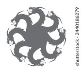 Vector circular emblem consisting of dragon heads. Board Games. Isolated on white background.