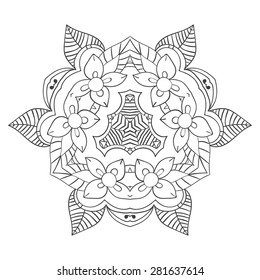 Vector circular floral pattern, illustration mandala for coloring