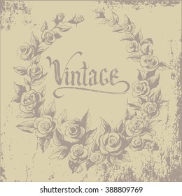 Vector circular floral wreaths with flowers. Vector hand drawn watercolor wreath with flowers.Vintage. Decor for invitations, greeting cards, posters.