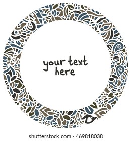 Vector circular floral wreaths with  flowers and central white copy space for your text. Vector hand drawn wedding wreath with flowers. Save the date