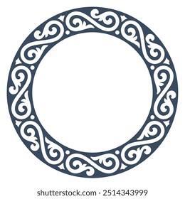 Marco circular de Vector con un patrón decorativo e intrincado de líneas y Formas arremolinadas. Aislado en el fondo blanco