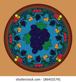 Vector circular fruit mandala. Abstract object on light background. Decorative element