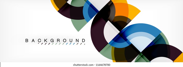 Vector circular geometric abstract background, template design
