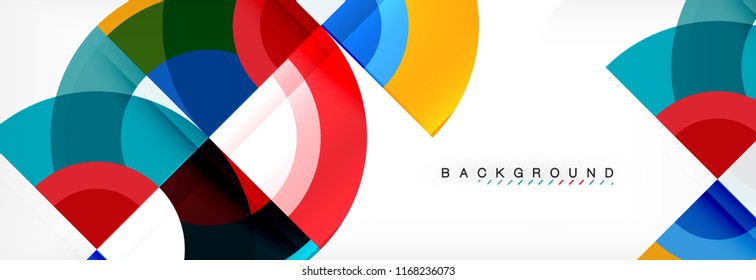 Vector circular geometric abstract background, template design