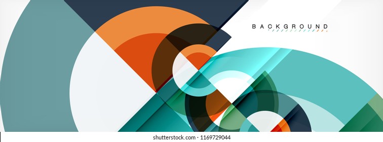 Vector circular geometric abstract background, template design