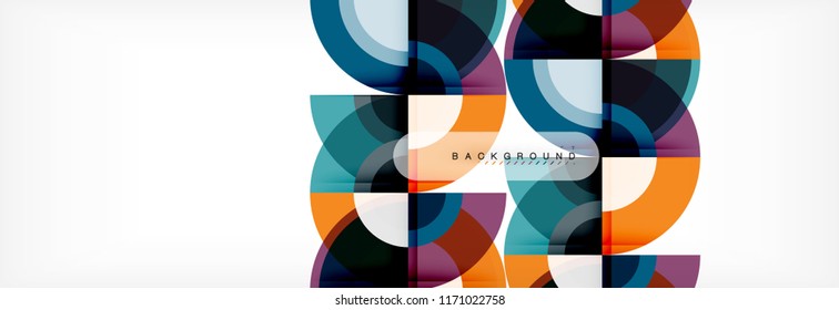 Vector circular geometric abstract background, template design