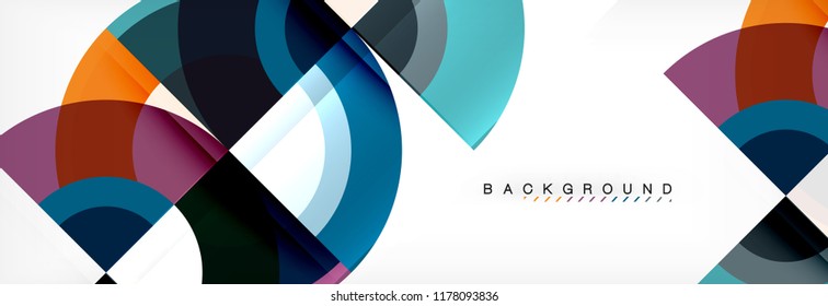 Vector circular geometric abstract background, template design