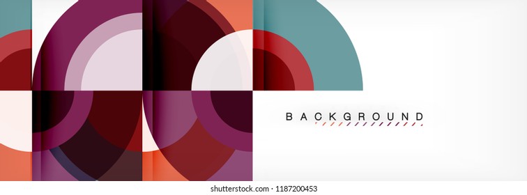 Vector circular geometric abstract background, template design