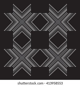 Vector circular geometric pattern. Small black and white squares.