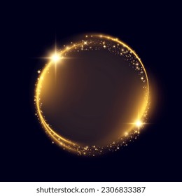 Vector circular golden beam of light. Glowing neon light effect. Vector illustration. Glowing ellipse. lighting png
