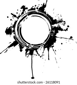 Vector circular grunge frame. The drips can be removed without affecting the circle border.
