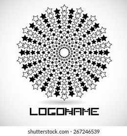 Vector Circular Halftone Dots in Star Form. 