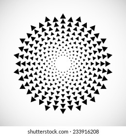 Vector Circular Halftone Dots in Triangles Form. 