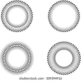 Vector Circular Halftone Dots in Triangles Form. Vector Logo Design Template. Business Icon.