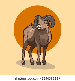vector circular horned sheep illustration