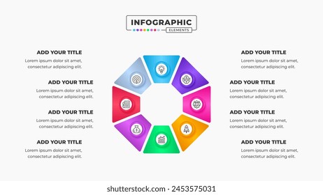 Vektorgrafik Circular Infographic Business Presentation Design Vorlage mit 8 Stufen