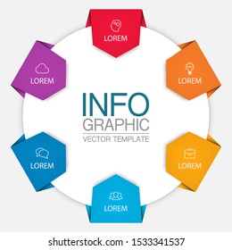 Vector circular infographic diagram with tags, template for business, presentations, web design, 6 options.