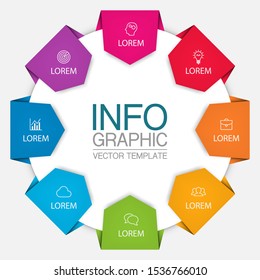 Vector circular infographic diagram with tags, template for business, presentations, web design, 8 options.