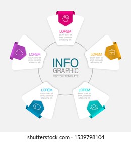 Vector circular infographic diagram with tags, template for business, presentations, web design, 5 options.