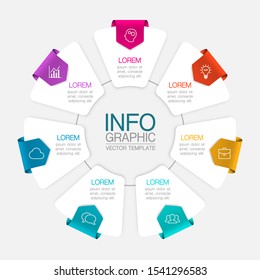 Vector circular infographic diagram with tags, template for business, presentations, web design, 7 options.