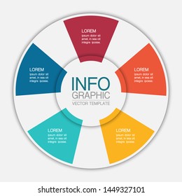 Vector circular infographic diagram, template for business, presentations, web design, 5 options.
