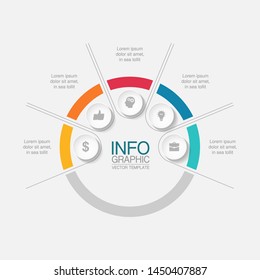 Vector circular infographic diagram, template for business, presentations, web design, 5 options.