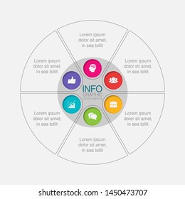 Vector circular infographic diagram, template for business, presentations, web design, 6 options.