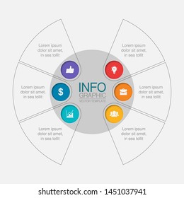 Vector circular infographic diagram, template for business, presentations, web design, 6 options.