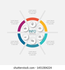 Vector circular infographic diagram, template for business, presentations, web design, 6 options.