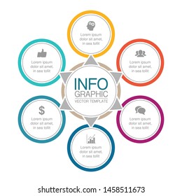 Vector circular infographic diagram, template for business, presentations, web design, 6 options.