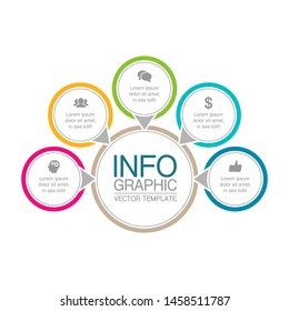 Vector circular infographic diagram, template for business, presentations, web design, 5 options.