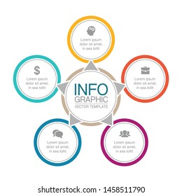 Vector circular infographic diagram, template for business, presentations, web design, 5 options.