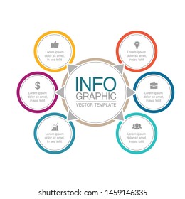 Vector circular infographic diagram, template for business, presentations, web design, 6 options.
