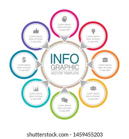 Vector circular infographic diagram, template for business, presentations, web design, 8 options.