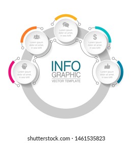 Vector circular infographic diagram, template for business, presentations, web design, 5 options.