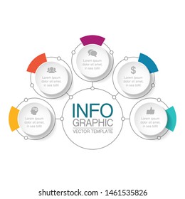 Vector circular infographic diagram, template for business, presentations, web design, 5 options.