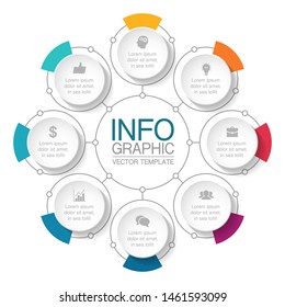 Vector circular infographic diagram, template for business, presentations, web design, 8 options.
