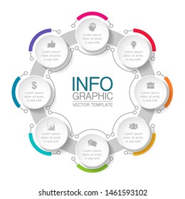 Vector circular infographic diagram, template for business, presentations, web design, 8 options.
