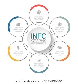 Vector circular infographic diagram, template for business, presentations, web design, 6 options.